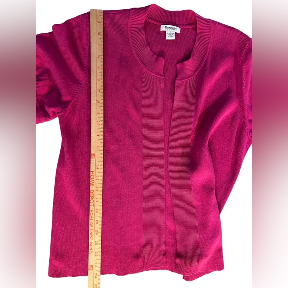 Hampshire Studio Barbie Pink Short Sleeve Cardigan Sweater size L - Picture 6 of 6